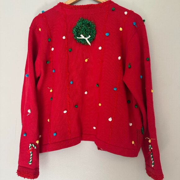 Berek Vintage Christmas Embellished Cardigan Sweater Festive -Large - Grannycore - Picture 6 of 6
